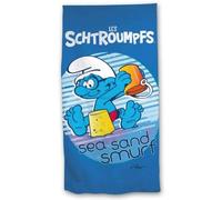 Aymax, Drap de Plage Enfant Les Schtroumpfs 70x140 cm 100% Polyester | Sea Sand Smurf Bleu | Licence Officielle Smurfs