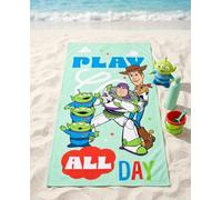 Aymax Drap de Plage Enfant Toy Story Disney Pixar 70x140 cm 100% Polyester | Woody Buzz Aliens Play All Day | Licence Officielle