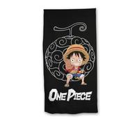 aymax One Piece Serviette de Plage, 90x170 cm, 100% Coton, Design Mini Luffy, Noir