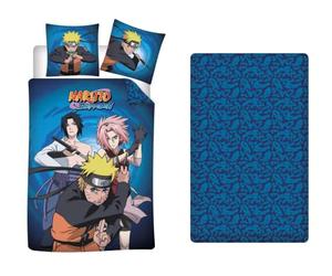 Aymax Parure de lit 3 Pièces Naruto - Housse de Couette 140x200 cm + Taie d'oreiller 63x63 cm + Drap-Housse Assorti 90x190 cm