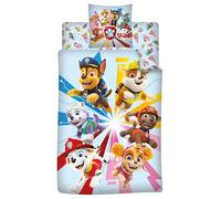 Aymax Parure de lit 3 Pièces Pat' Patrouille - Housse de Couette 140x200 cm + Taie d'oreiller 63x63 cm + Drap-Housse Assorti 90x190 cm, avec Ruben, Stella, Everest, Chase, Marcus, Rocky et Zuma