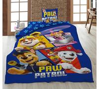 Aymax Parure de Lit 3 Pièces Pat’ Patrouille - Microfibre Ultra-Douce - Housse de Couette 140x200 cm + Taie d'oreiller 63x63 cm + Drap-Housse 90x190 cm - avec Chase, Ruben, Marcus et Stella