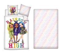Aymax Parure de Lit 3 Pièces Rainbow High, Housse de Couette Réversible 140x200 cm + Taie d'oreiller 63x63 cm + Drap-Housse Assorti 90x190 cm