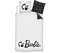 Aymax Parure de Lit Barbie, 100% Polyester, Housse de Couette Réversible 140x200 cm + Taie d'oreiller 63x63 cm