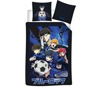 Aymax Parure DE LIT Blue Lock 1 Personne, Housse de Couette Réversible 140x200 cm + Taie d'oreiller 63x63 cm