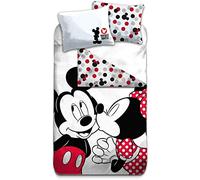 AYMAX Parure de Lit Disney Mickey et Minnie, Housse de Couette Réversible 140x200 cm et Taie d'oreiller 63x63 cm, 100% Polyester
