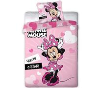 Aymax Parure de lit Disney Minnie Star - Housse de Couette 140x200 cm + Taie d'oreiller 63x63 cm