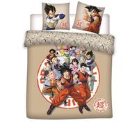 Aymax Parure de Lit Double Dragon Ball Super, 2 Personnes, Housse de Couette Réversible 240x220 cm + 2 Taies d'oreiller 65x65 cm, Beige, Polycoton