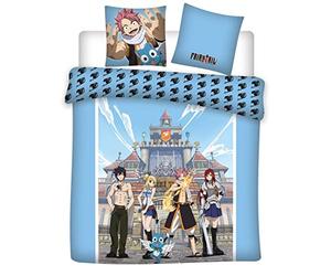 Aymax Parure de Lit Double Fairy Tail, Housse de Couette 240x220 cm + 2 Taies d'oreiller 63x63 cm, 3 Pièces, 100% Microfibre