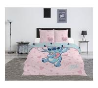 Aymax Parure de Lit Double Stitch, Rose, 2 Personnes, Housse de Couette Réversible 240x220 cm + 2 Taies d'oreiller 65x65 cm, Polycoton