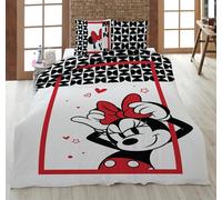 Aymax Parure de Lit en Coton Minnie Classique, 100% Coton, Housse de Couette Réversible 160x210 cm + Taie d'oreiller 65x100 cm