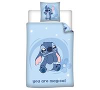 Aymax Parure de Lit en Flanelle Stitch, 100% Coton, Housse de Couette Réversible 140x200 cm + Taie d'oreiller 65x65 cm