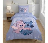 Aymax Parure de Lit Enfant Stitch & Angel, 1 Personne, Housse de Couette 140x200 cm + Taie d'oreiller 65x65 cm