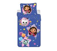 Aymax Parure de Lit Gabby et la Maison Magique, Housse de Couette Réversible 140x200 cm + Taie d'oreiller 63x63 cm, Gabby's Dollhouse, Certifiée Oeko-Tex Standard 100