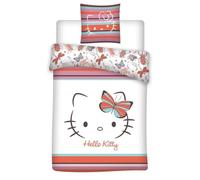 Aymax Parure de Lit Hello Kitty Butterfly, 1 Personne, Housse de Couette 140x200 cm + Taie d'oreiller 65x65 cm, Polycoton