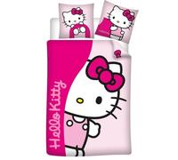 Aymax Parure de Lit Hello Kitty en Flanelle, 100% Coton, Housse de Couette Réversible 140x200 cm + Taie d'oreiller 65x65 cm