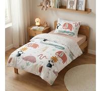 Aymax Parure de Lit Little Animals pour Bébé ou Petit Lit - Housse de Couette Animaux de la Jungle 100x135 cm + Taie d'oreiller 40x60 cm - Certifiée Oeko-Tex - Motif Éléphant, Singe, Crocodile