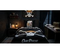 Aymax, Parure de Lit One Piece 140x200 cm + Taie 63x63 cm 100% Polyester Réversible | Jolly Roger Luffy | Licence Officielle