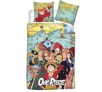 Parure de Lit One Piece Map, 1 Personne, Housse de Couette 140x200 cm + Taie d'oreiller 65x65 cm, Polycoton