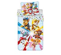 Aymax Parure de Lit Pat' Patrouille, Housse de Couette Réversible 140x200 cm + Taie d'oreiller 65x65 cm, avec Ruben, Chase, Everest, Stella, Marcus et Zuma