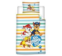 Aymax Parure de Lit Pat Patrouille Paw Patrol en Coton, 100% Coton, Housse de Couette Réversible 160x210 cm + Taie d'oreiller 65x100 cm