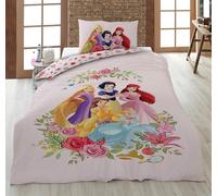 Aymax Parure de Lit Pincesse Disney en Coton, 100% Coton, Housse de Couette Réversible 160x210 cm + Taie d'oreiller 65x100 cm