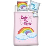 Aymax Parure de lit réversible Arc-en-Ciel «Suis tes Rêves» 140 x 200 cm Multicolore
