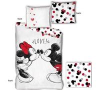 Disney Housse de couette Mickey & Minnie 100% coton 140x200 cm lavable en machine