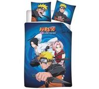 AYMAX Parure de lit réversible Naruto (Naruto, Sasuke et Sakura) Bleu 140 x 200 cm