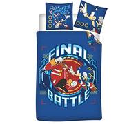 Aymax Parure de Lit Réversible Sonic, 100% Coton, Housse de Couette Final Battle 140x200 cm + Taie d'oreiller 65x65 cm