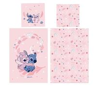 Aymax Parure de Lit Rose Stitch en Flanelle, Housse de Couette Réversible 140x200 cm + Taie d'oreiller 65x65 cm, Idéale pour l'hiver