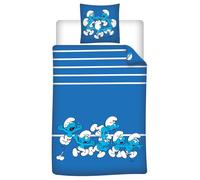 Aymax Parure de Lit Schtroumpfs pour Enfant, 1 Personne, Housse de Couette 140x200 cm + Taie d'oreiller 65x65 cm, 1polycoton