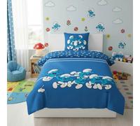 Aymax Parure de Lit Schtroumpfs pour Enfant, 1 Personne, Housse de Couette 140x200 cm + Taie d'oreiller 65x65 cm, 1polycoton