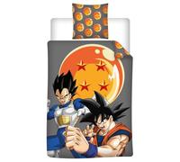 Aymax Parure de Lit Simple Dragon Ball, 1 Personne, Housse de Couette Réversible 140x200 cm + Taie d'oreiller 65x65 cm, Gris, Polycoton
