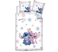 Aymax Parure de Lit Stitch & Angel 100% Polycoton, Housse de Couette 135x200 cm + Taie d'oreiller 48x74 cm