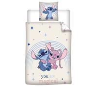 Aymax Parure de lit Stitch & Angel Magical 1 personne Réversible 140x200 + Taie 65x65