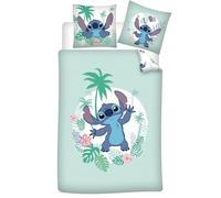 Aymax Parure de Lit Stitch Hawaï, 100% Coton, Housse de Couette 140x200 cm + Taie d'oreiller 65x65 cm