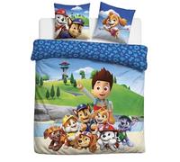Aymax Pat Patrouille - Parure Lit 2 Personnes 200x200 + 2 Taies 63x63 cm | Housse de couette microfibre | Réversible 2 en 1 | Certifiée Oeko-Tex | Licence Nickelodeon | Chase, Marshall, Stella