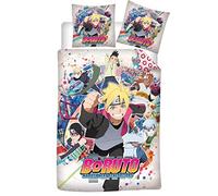 Aymax Parure de lit Boruto 1 personne Housse de couette 140x200 + Taie d'oreiller 63x63 microfibre