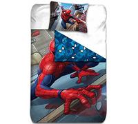 AYMAX S.P.R.L Spiderman Housse de Couette réversible avec Taie d'oreiller, Microfibre, Rouge, 200x140 cm Beige California King