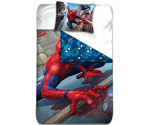 AYMAX S.P.R.L Spiderman Housse de Couette réversible avec Taie d'oreiller, Microfibre, Rouge, 200x140 cm Beige California King