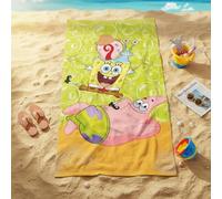 Aymax, Serviette de Plage Bob l'Éponge - 100% Coton Nickelodeon | 70 x 140 cm | Plage, Piscine & Vacances