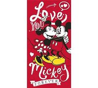 AYMAX Serviette de Plage - Mickey et Minnie - Love You Forever - 70 cm x 140 cm