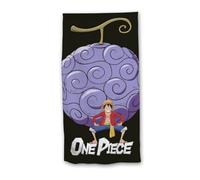 Aymax Serviette de Plage One Piece, Motif Luffy et Fruit du Démon, 70x140 cm, Polyester, Noir