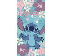 Aymax Serviette de plage piscine bain Stitch avec fleurs de Lilo et Stitch - 140 x 70 cm Certificat qualité : Oeko-Tex LIL24-004