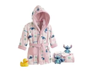 Aymax, Set Bain Enfant Stitch Disney 3-4 Ans - Peignoir Capuche + Serviette 50x100 cm + Gant Toilette | Aloha | 100% Polyester (FR/ES, Âge, 7 ans, Taille normale)