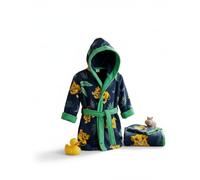Aymax, Set Peignoir + Serviette + Gant Enfant Le Roi Lion Disney 7-8 Ans | Simba Bleu Marine Vert | Licence Officielle