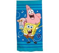 Aymax Spongebob Serviette de bain en microfibre XL 70 x 140 cm - Serviette de plage et de douche avec motif Bob l'éponge Patrick & Gary - Séchage rapide, légère et peu encombrante
