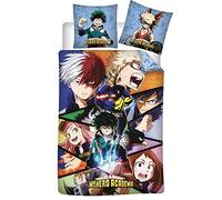 AYMAX SPRL Parure de Lit My Hero Academia Réversible - Housse de Couette 140x200 cm + Taie d'oreiller 63x63 cm - 2 Pièces