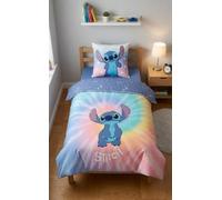 Aymax Stitch Tie-Dye Housse de Couette 140x200 + Taie Polycoton Pastel | Parure de lit réversible 1 personne | Polycoton entretien facile | Disney Lilo & Stitch | Ado | Cadeau | Lavable en machine